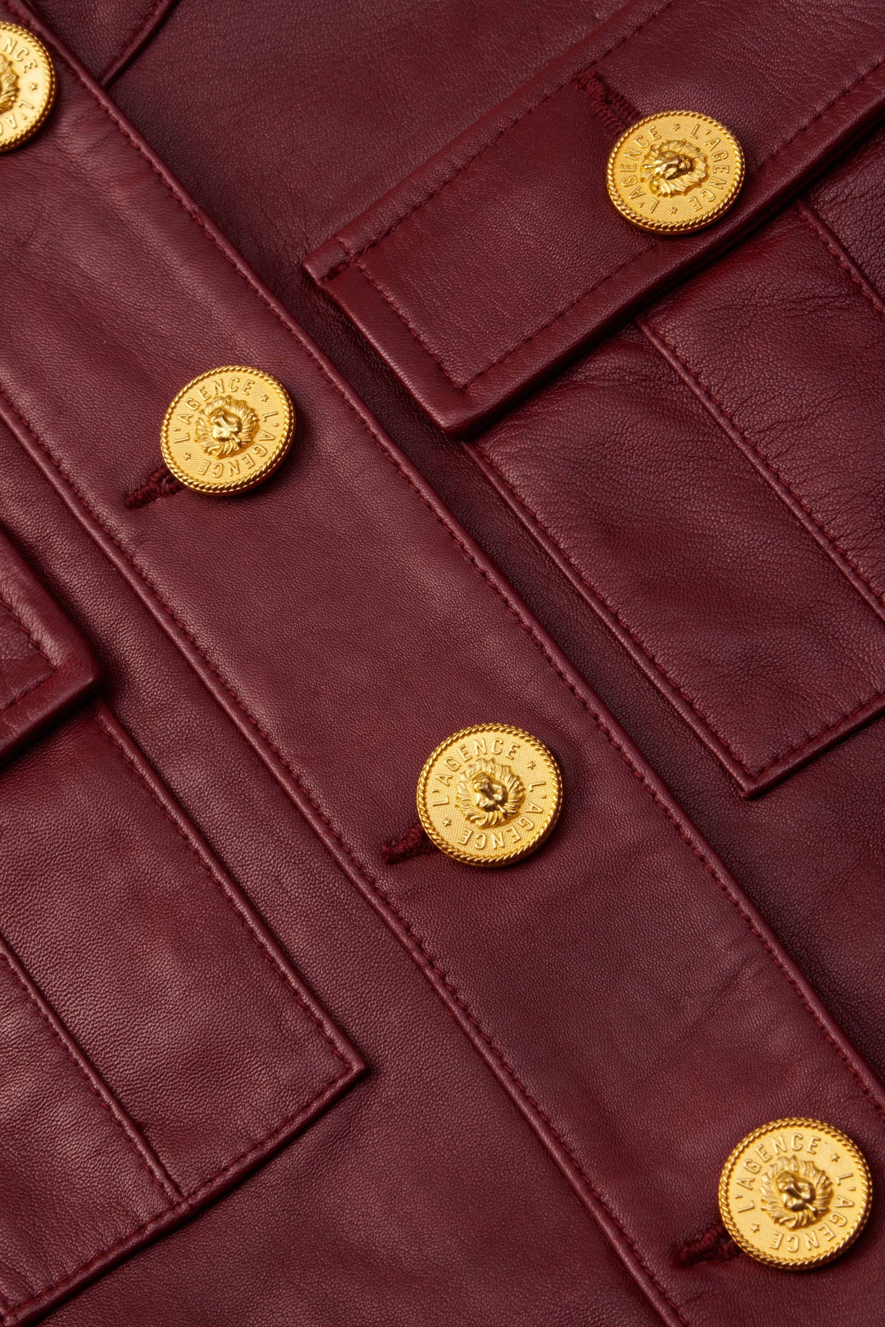 Deidra Cropped Leather Jacket in Black Cherry | L'AGENCE Women