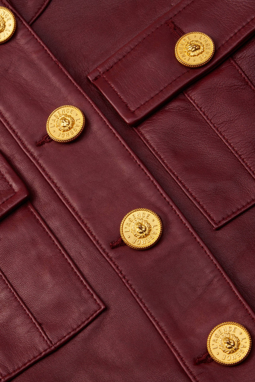 Deidra Cropped Leather Jacket in Black Cherry | L'AGENCE Women