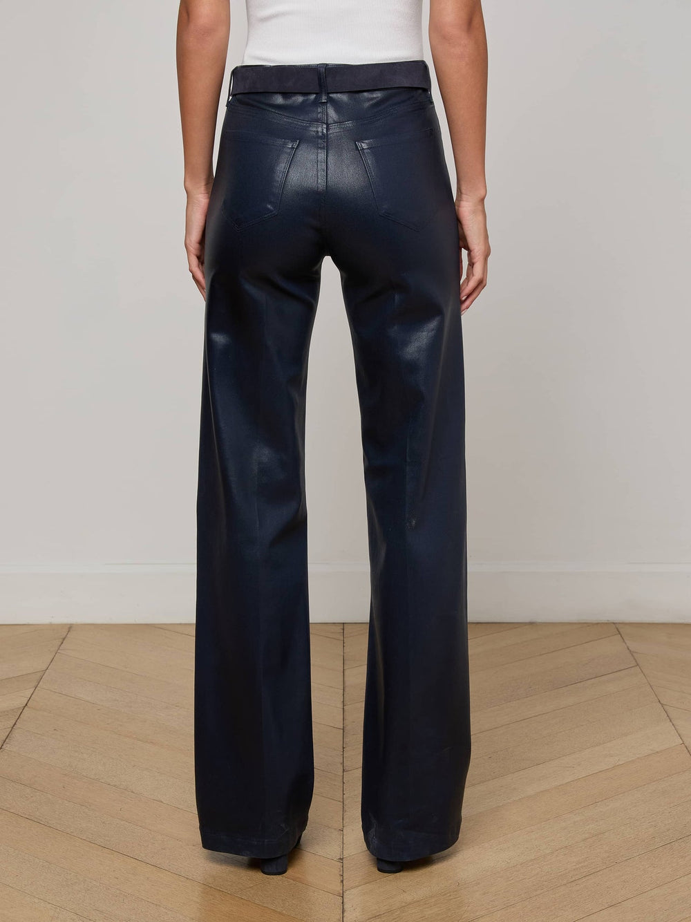Clayton Coated Wide-Leg Jean in Deep Midnight Coated | L'AGENCE near me