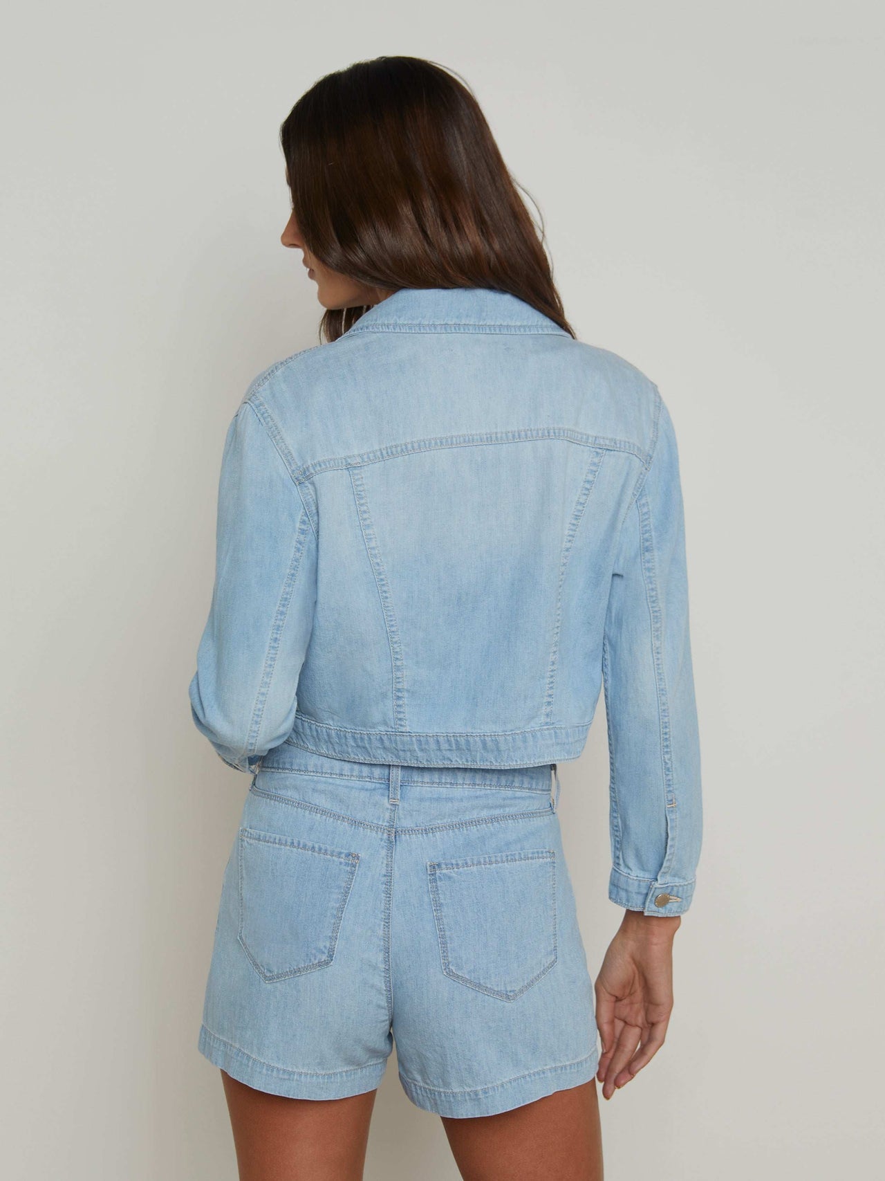 Koda Cropped Chambray Jacket in Dakota | L'AGENCE US