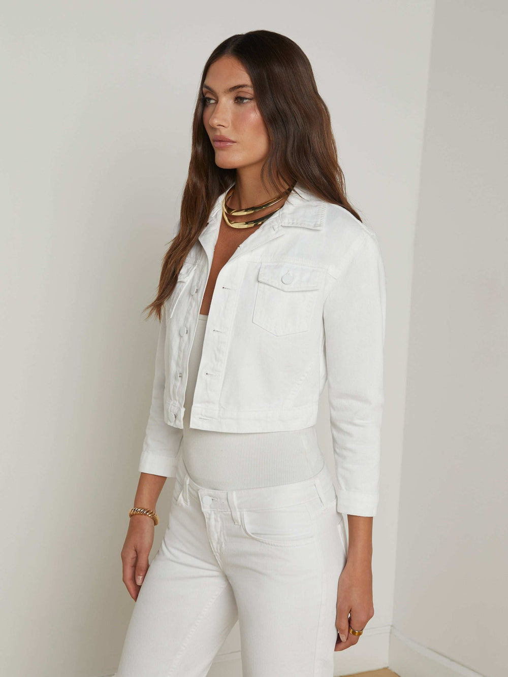 Koda Cropped Jean Jacket in Blanc | L'AGENCE near me