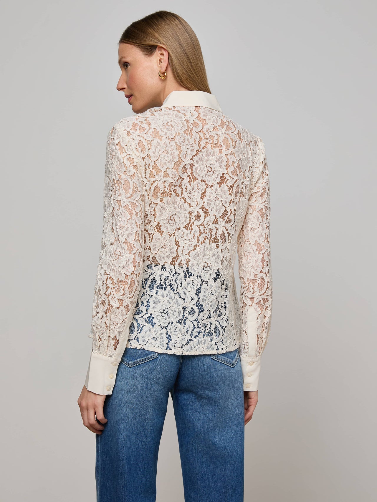 Maia Lace Blouse in Vintage White | L'AGENCE Women