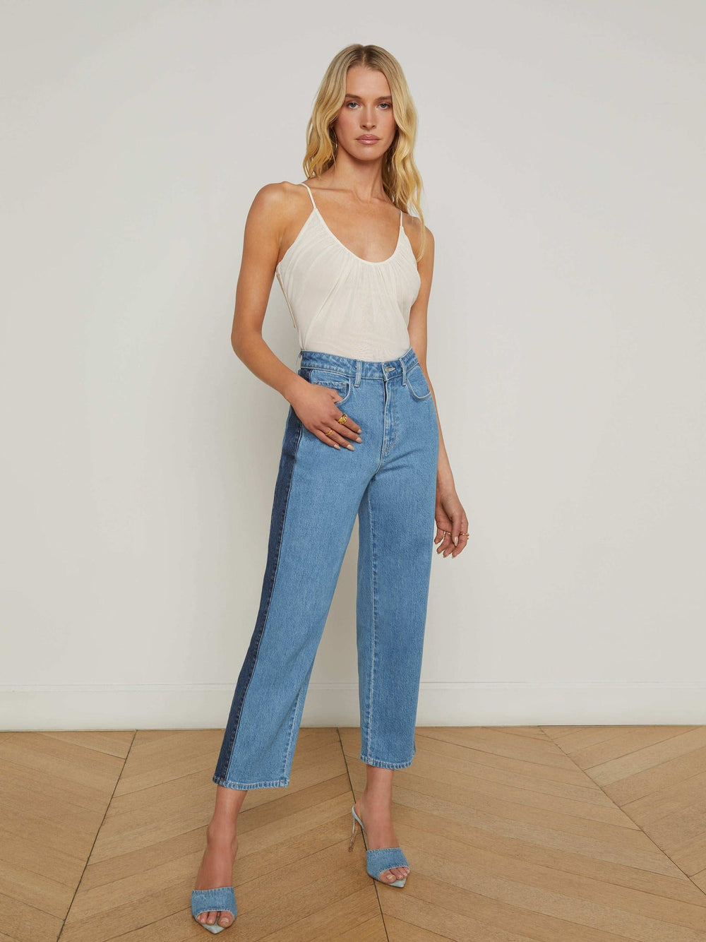 Gelina Mesh Bodysuit in Vintage White | L'AGENCE sale
