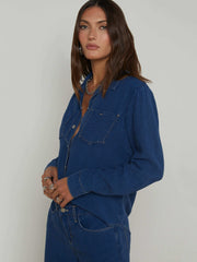 Isla Chambray Shirt in Heron | L'AGENCE for sale