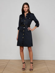 Karin Poplin Shirt Dress in Black | L'AGENCE online