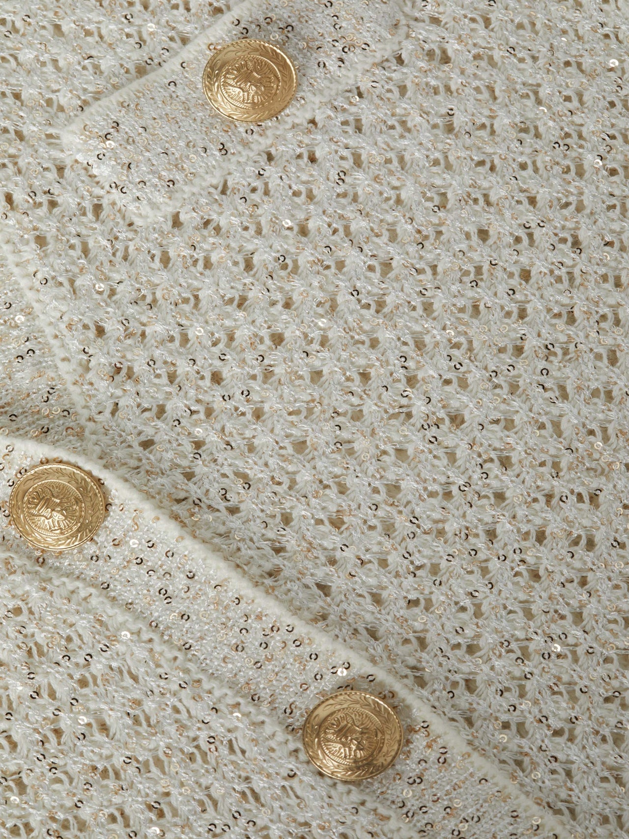 Blanca Sequin Cardigan in Ivory/Gold | L'AGENCE online