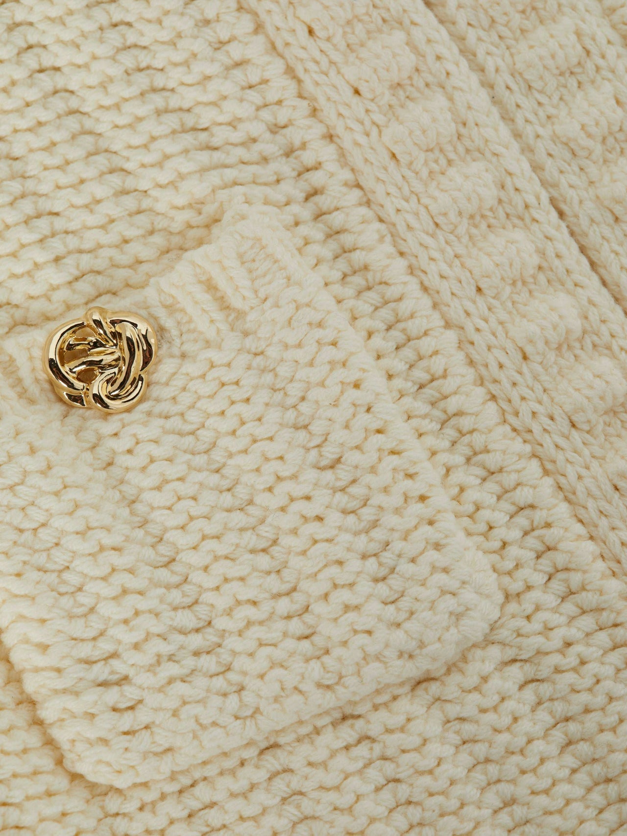 Delilah Cropped Cardigan in Vintage White/Gold Knot | L'AGENCE for sale