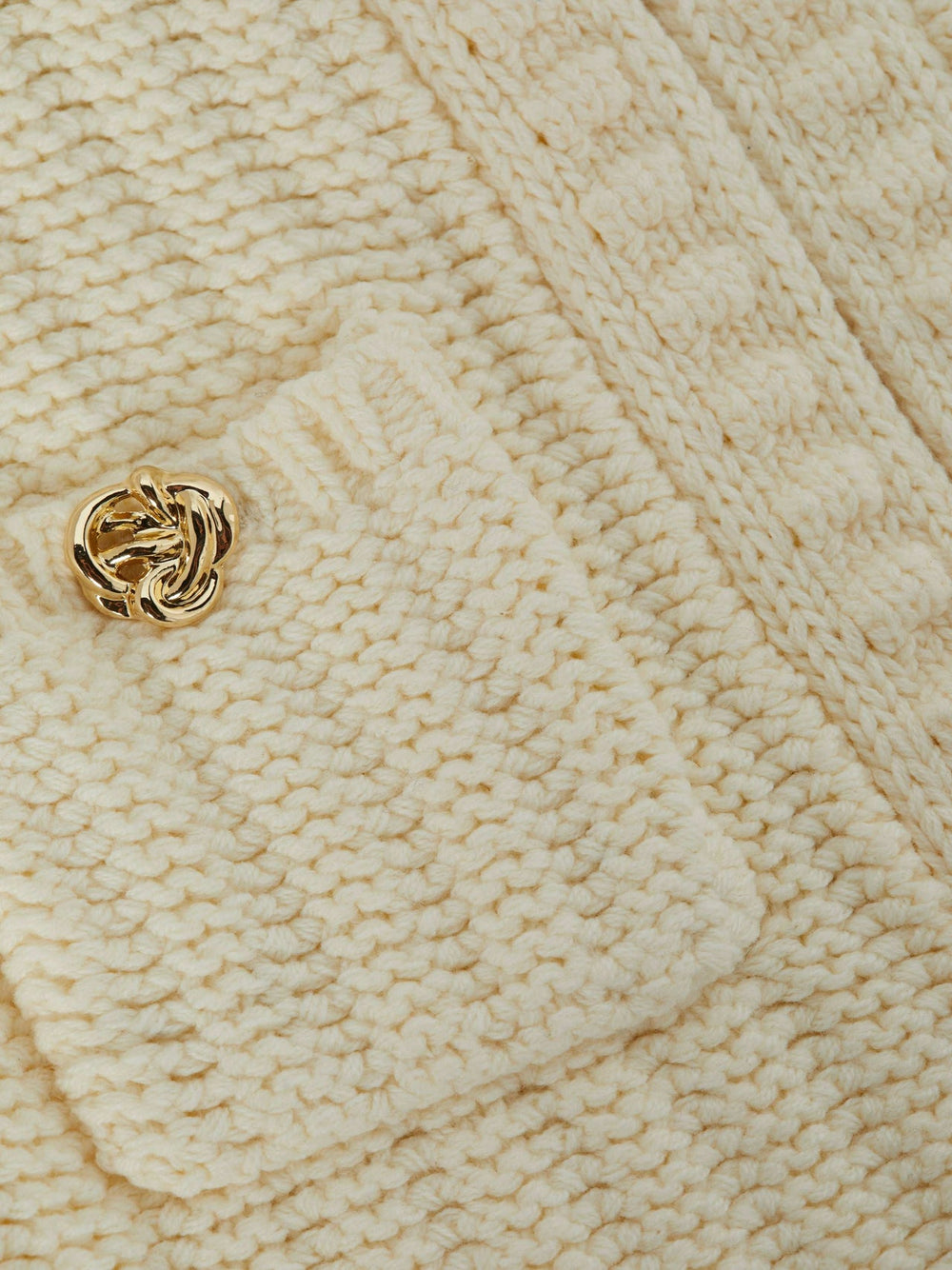 Delilah Cropped Cardigan in Vintage White/Gold Knot | L'AGENCE for sale