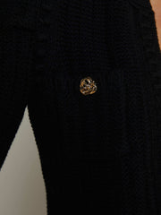 Delilah Cropped Cardigan in Black/Gold Knot | L'AGENCE for sale