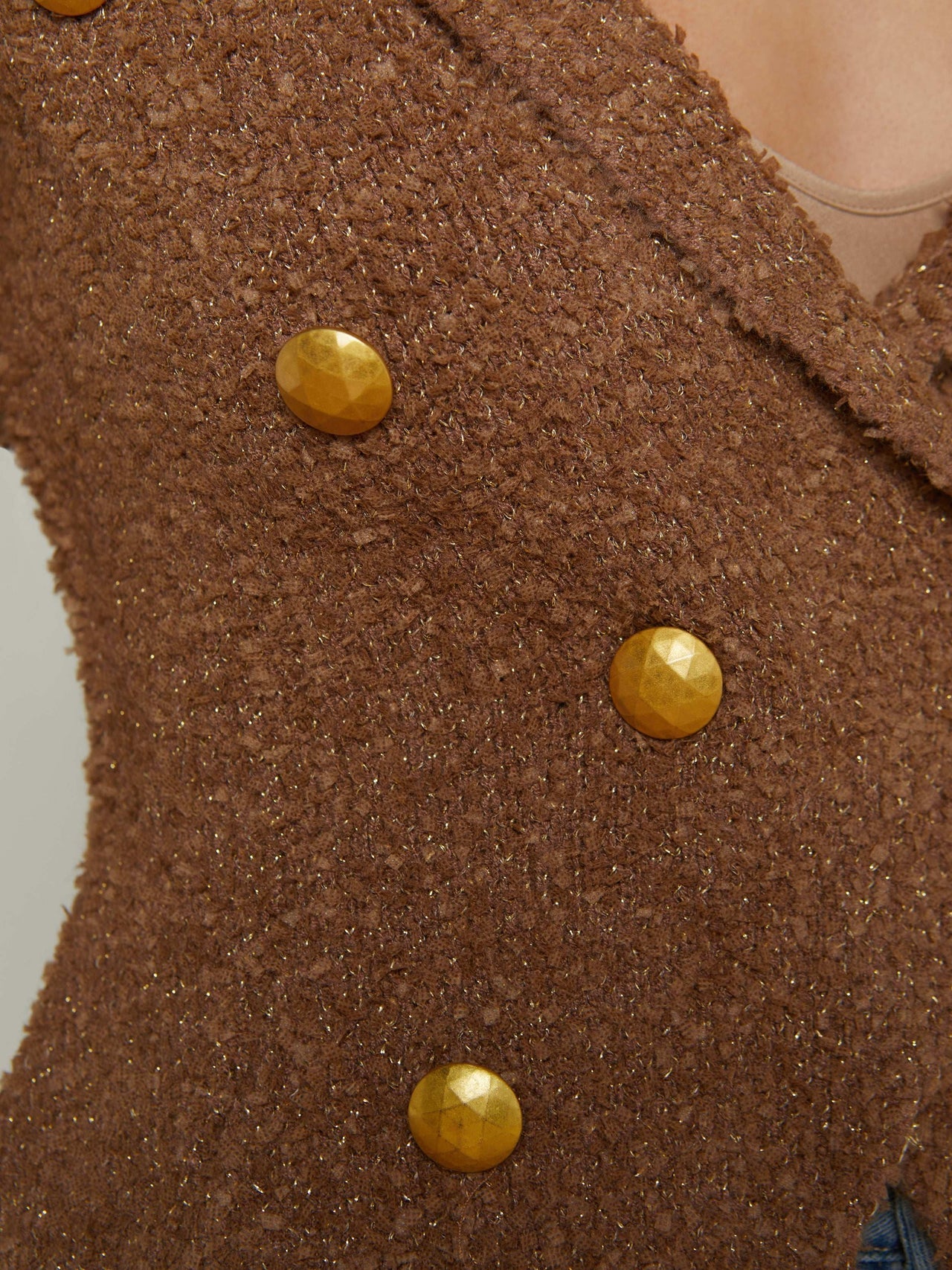 Bethany Knit Blazer in Dark Cappuccino/Gold | L'AGENCE sale