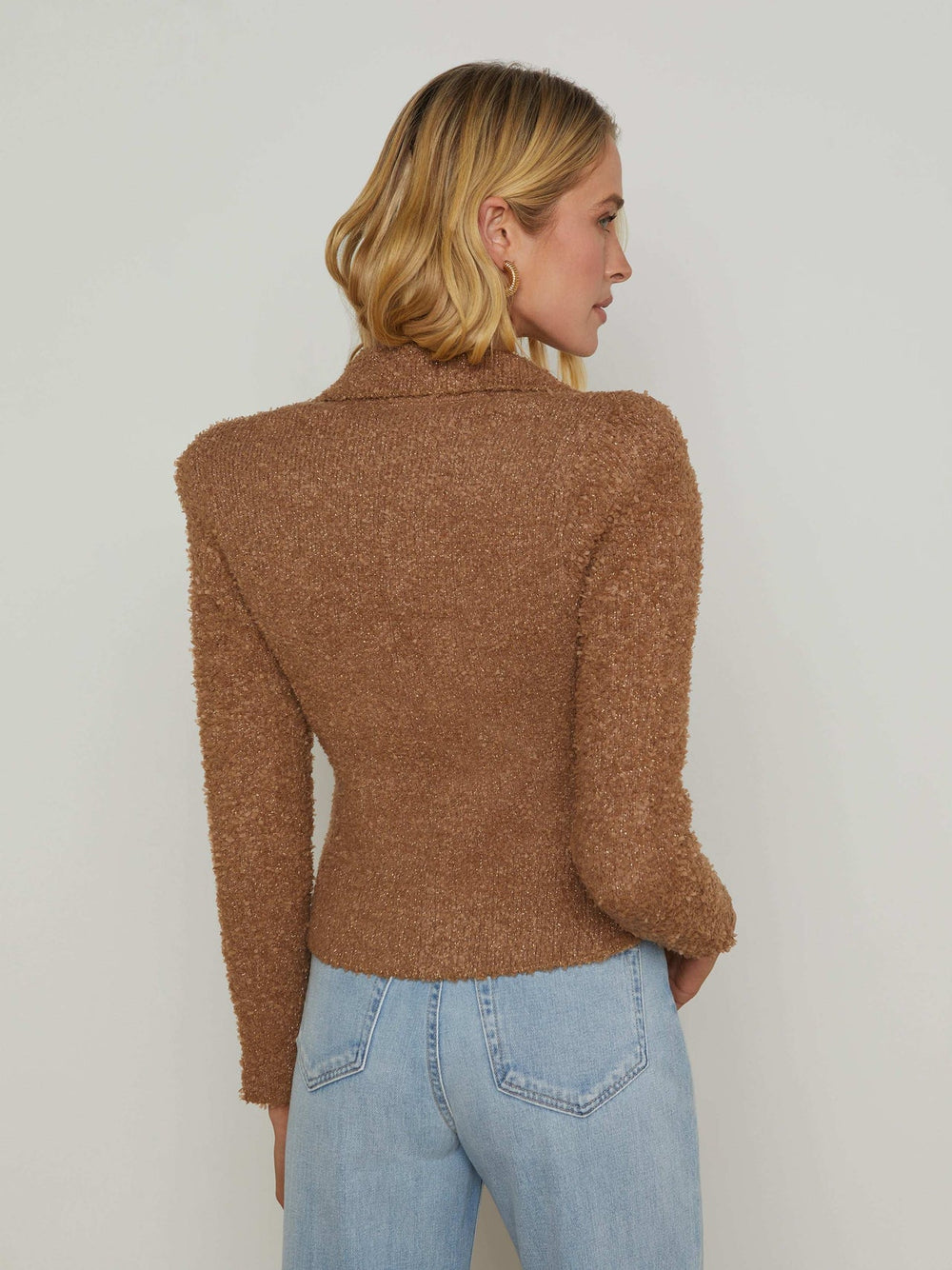 Bethany Knit Blazer in Dark Cappuccino/Gold | L'AGENCE sale