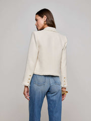 Sylvia Tweed Jacket in Ivory/Light Gold | L'AGENCE for sale