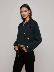 Bronwyn Cropped Windbreaker in Black | L'AGENCE Women