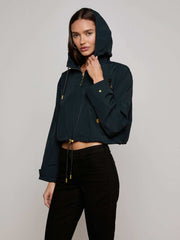 Bronwyn Cropped Windbreaker in Black | L'AGENCE Women