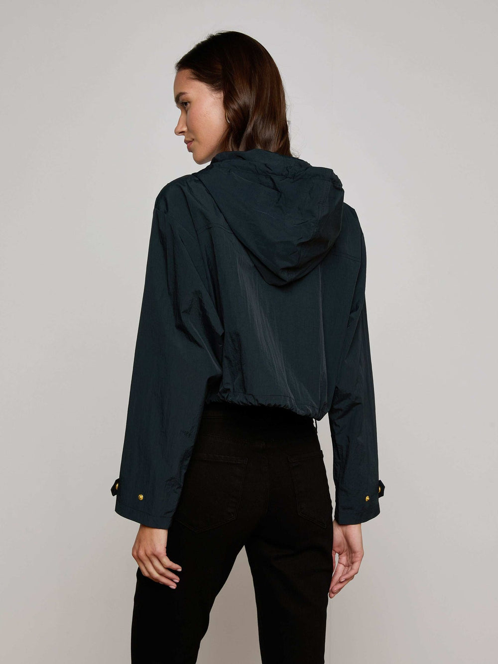 Bronwyn Cropped Windbreaker in Black | L'AGENCE Women