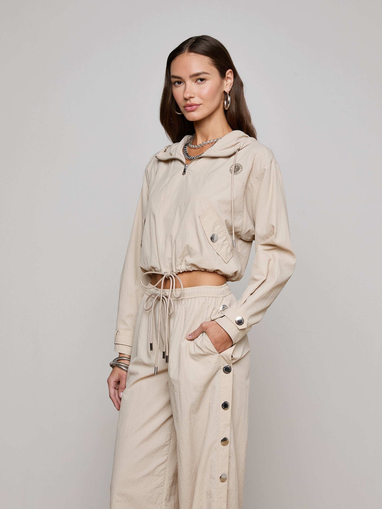 Bronwyn Cropped Windbreaker in Cement | L'AGENCE near me