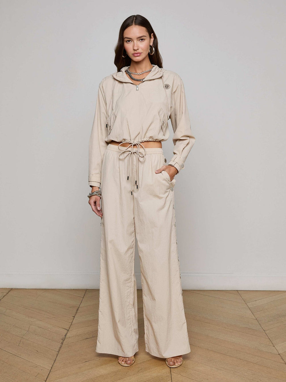 Bronwyn Cropped Windbreaker in Cement | L'AGENCE near me