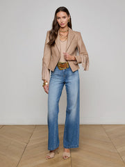 Vashti Fringed Leather Blazer in Dark Cappuccino | L'AGENCE sale