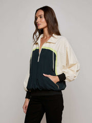 Aurelia Windbreaker in Black/Cream/Lime | L'AGENCE for sale