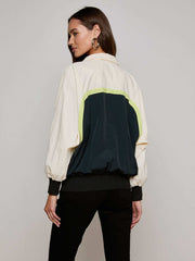 Aurelia Windbreaker in Black/Cream/Lime | L'AGENCE for sale
