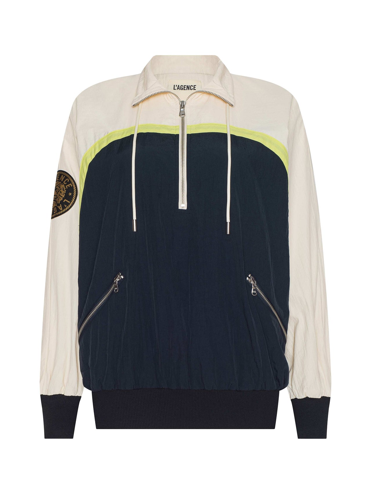 Aurelia Windbreaker in Black/Cream/Lime | L'AGENCE for sale