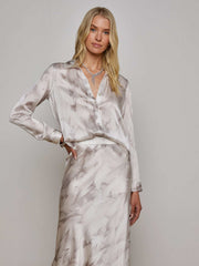 Tyler Silk Blouse in White Feather Print | L'AGENCE sale