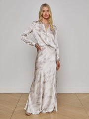 Tyler Silk Blouse in White Feather Print | L'AGENCE sale