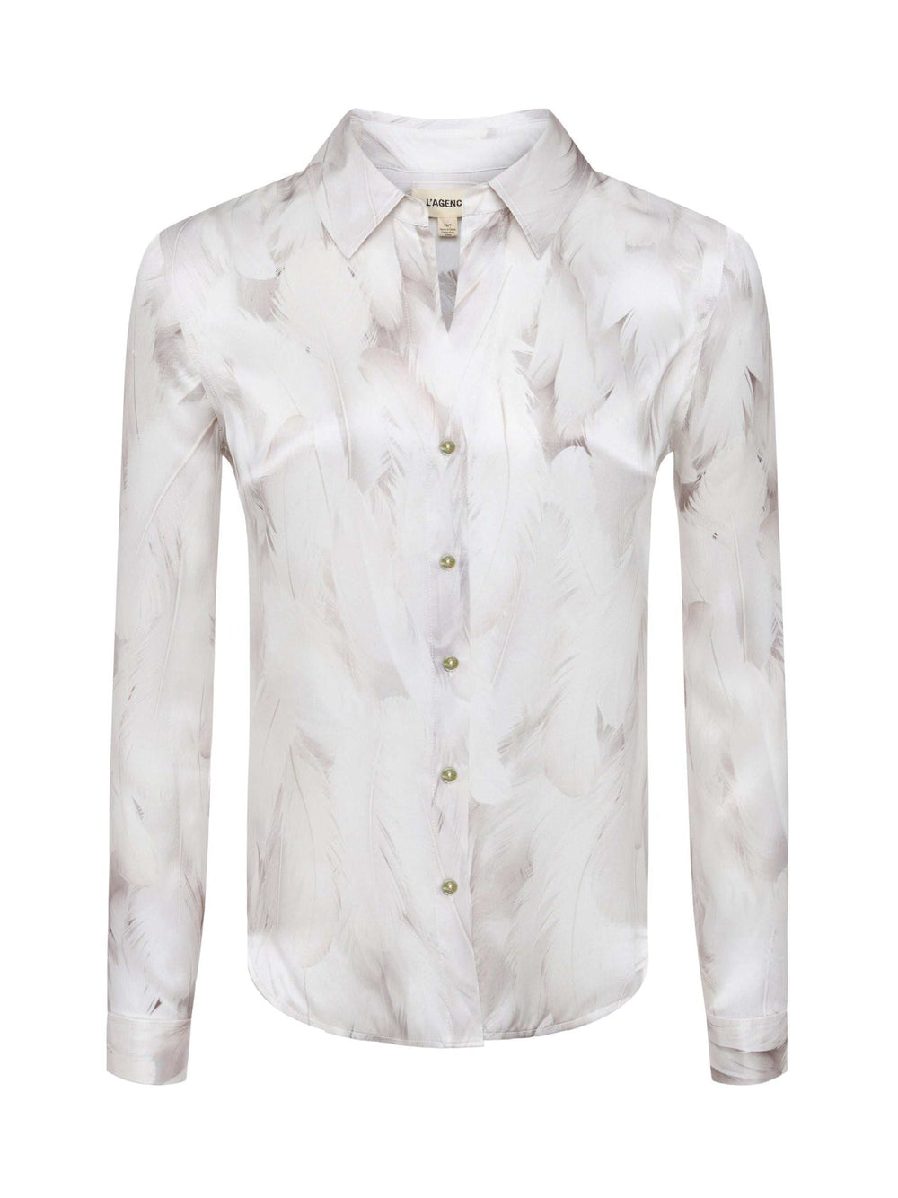 Tyler Silk Blouse in White Feather Print | L'AGENCE sale