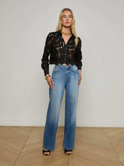 Seychelle Cropped Eyelet Blouse in Black | L'AGENCE Women