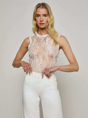 Brax Floral Lace Tank in Ivory | L'AGENCE discount