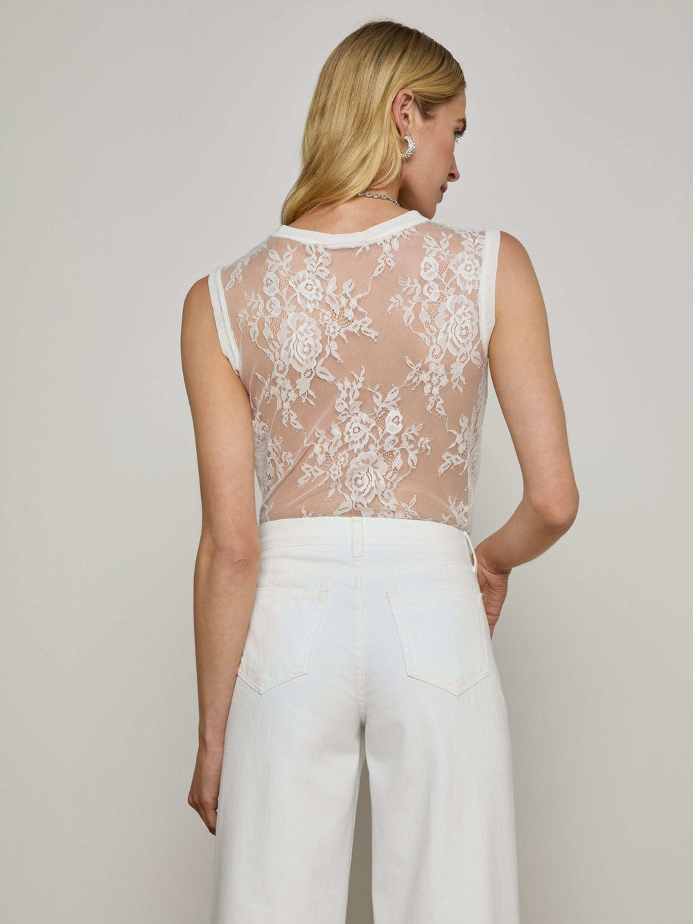 Brax Floral Lace Tank in Ivory | L'AGENCE discount