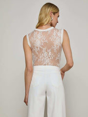 Brax Floral Lace Tank in Ivory | L'AGENCE discount