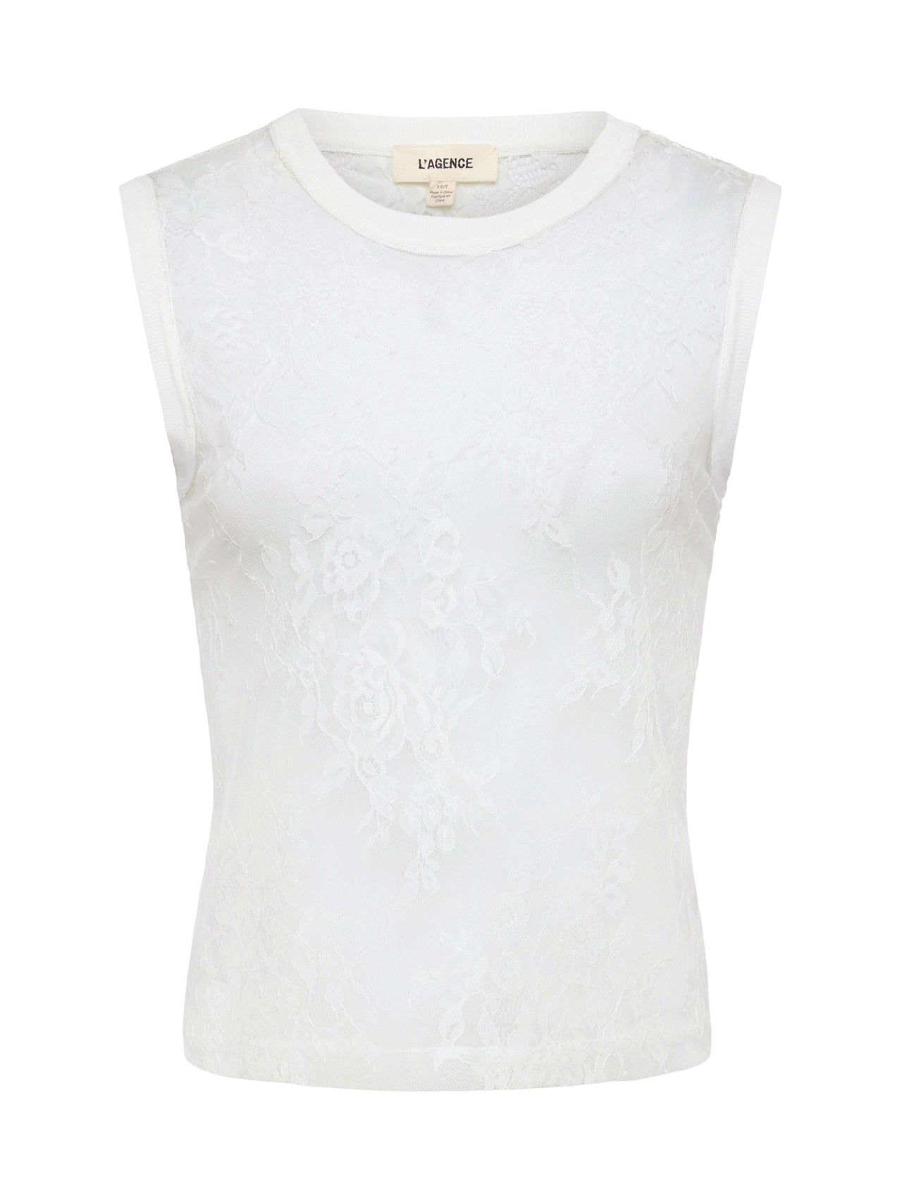 Brax Floral Lace Tank in Ivory | L'AGENCE discount