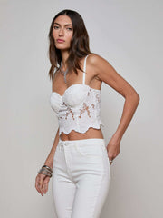 Sonya Lace Bustier in White | L'AGENCE for sale