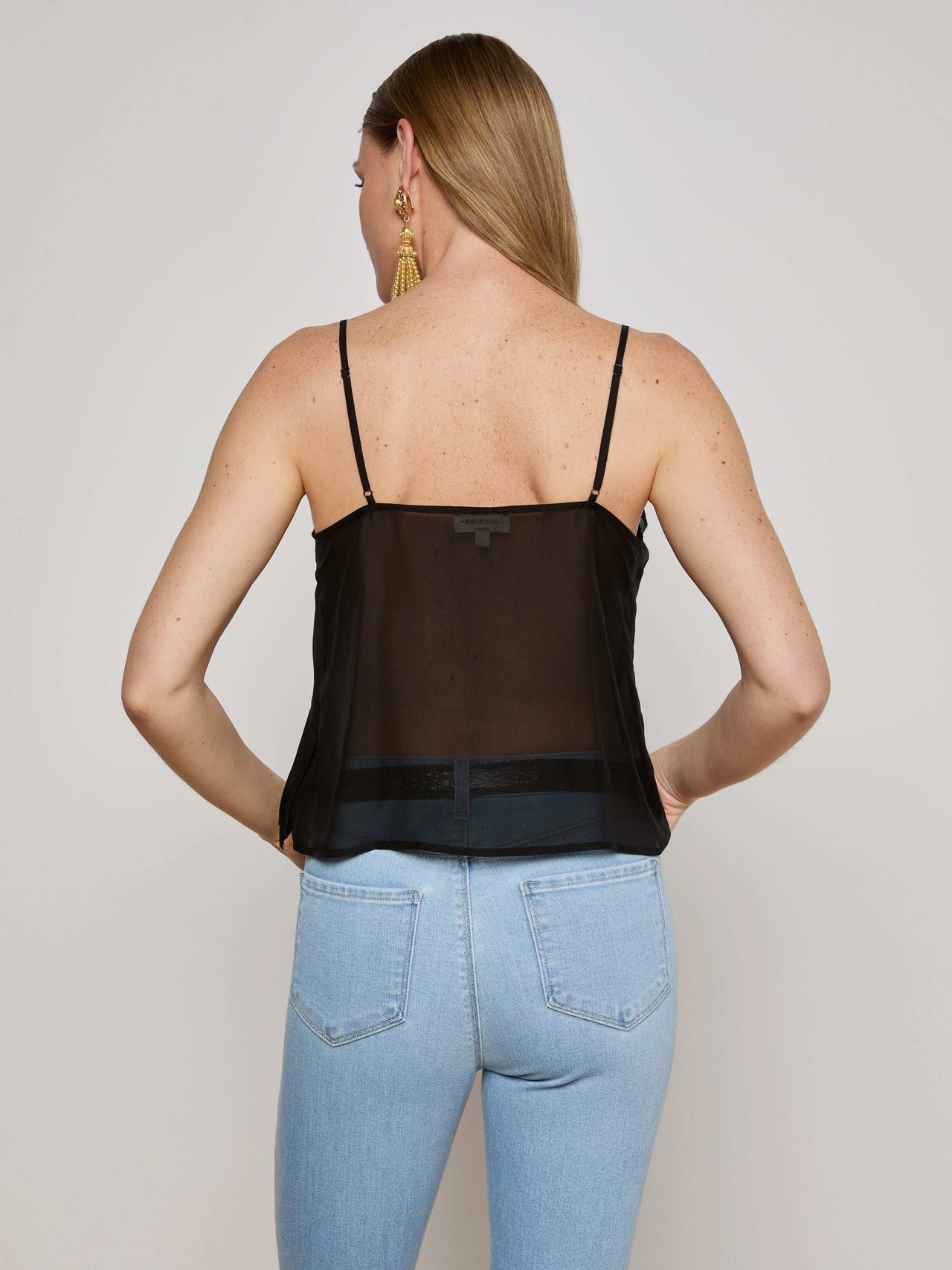 Erika Silk Chiffon Camisole in Black | L'AGENCE US