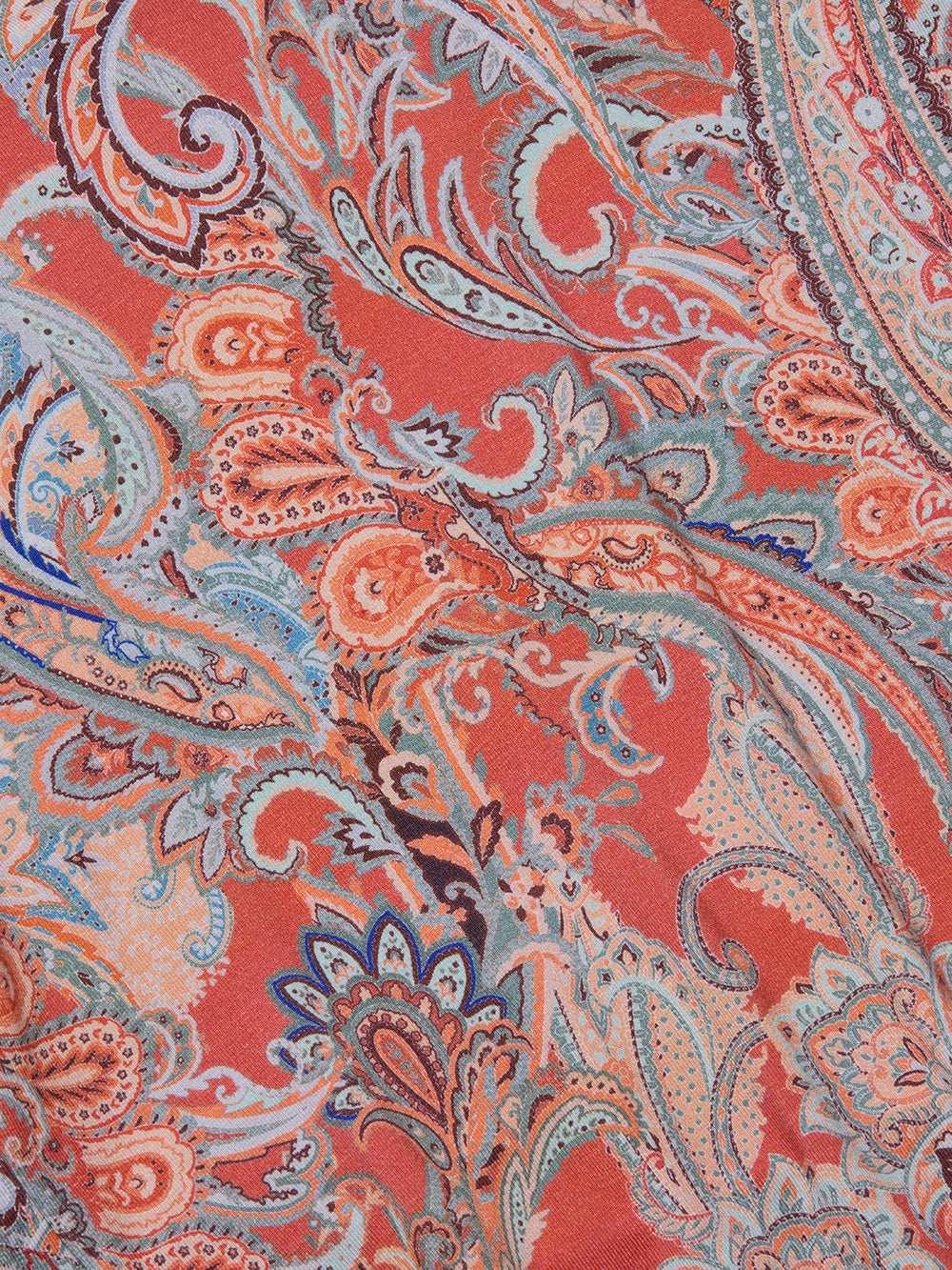 Ressi Fitted Tee in Orange/Light Blue Traditional Paisley | L'AGENCE US