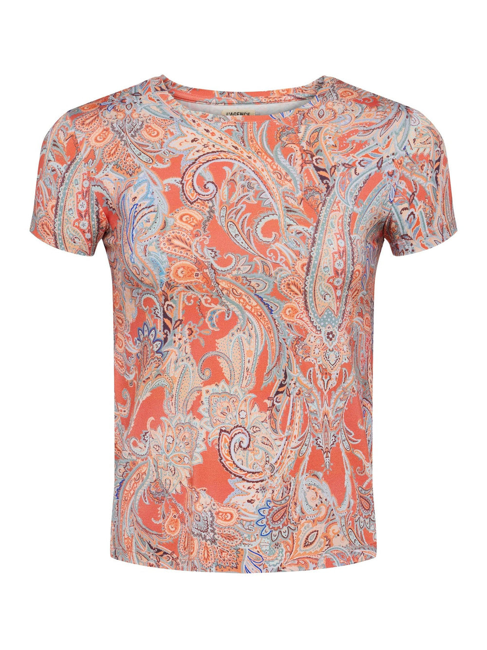 Ressi Fitted Tee in Orange/Light Blue Traditional Paisley | L'AGENCE US