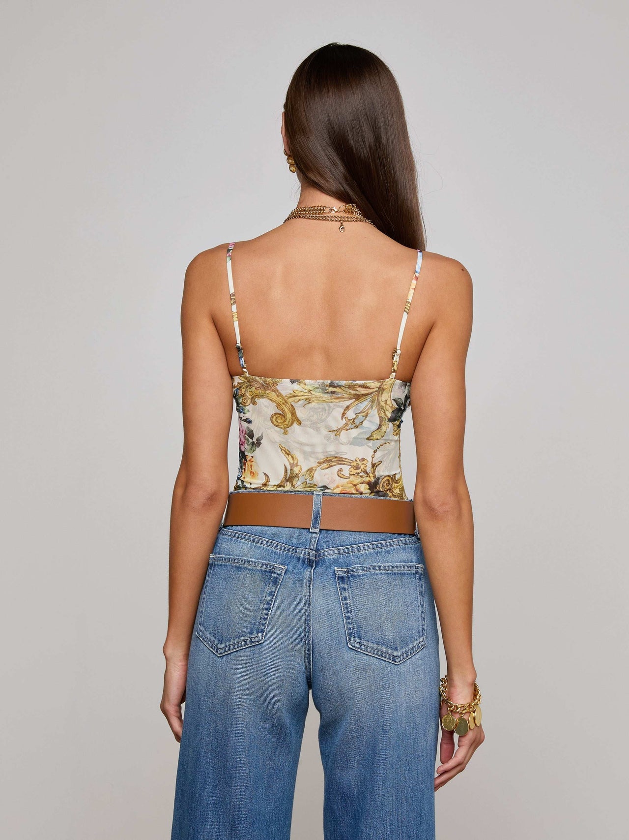 Vintage White Elowen Underwire Bodysuit, Baroque Floral Print | L'AGENCE Women