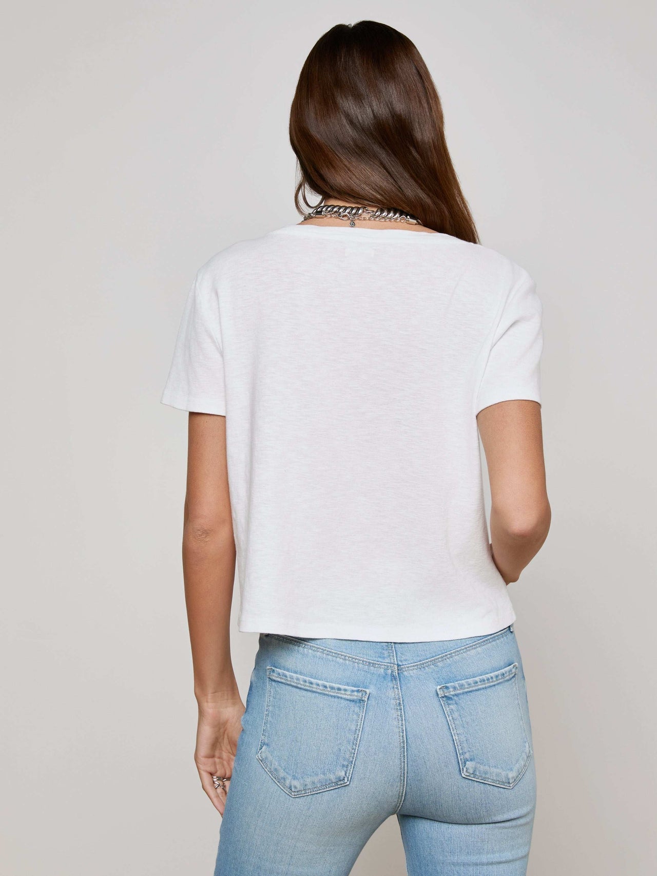 Carly V-Neck Tee in White | L'AGENCE near me