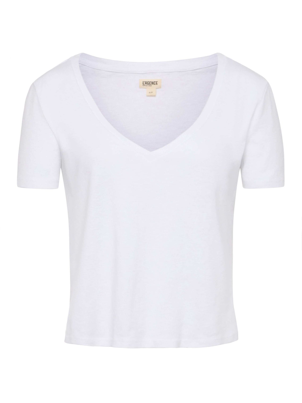 Carly V-Neck Tee in White | L'AGENCE near me