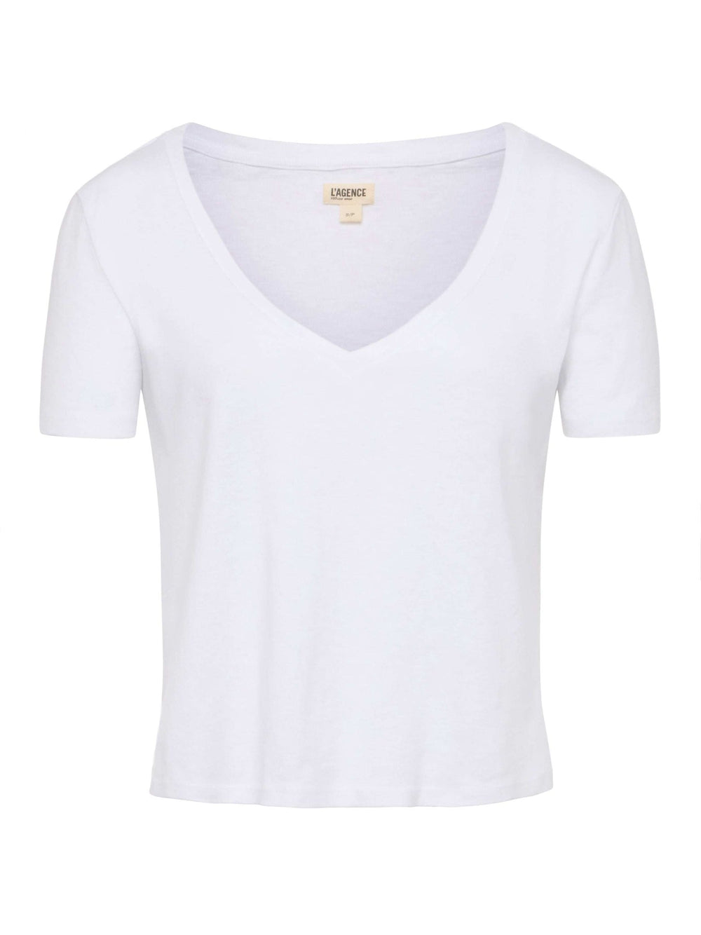 Carly V-Neck Tee in White | L'AGENCE near me