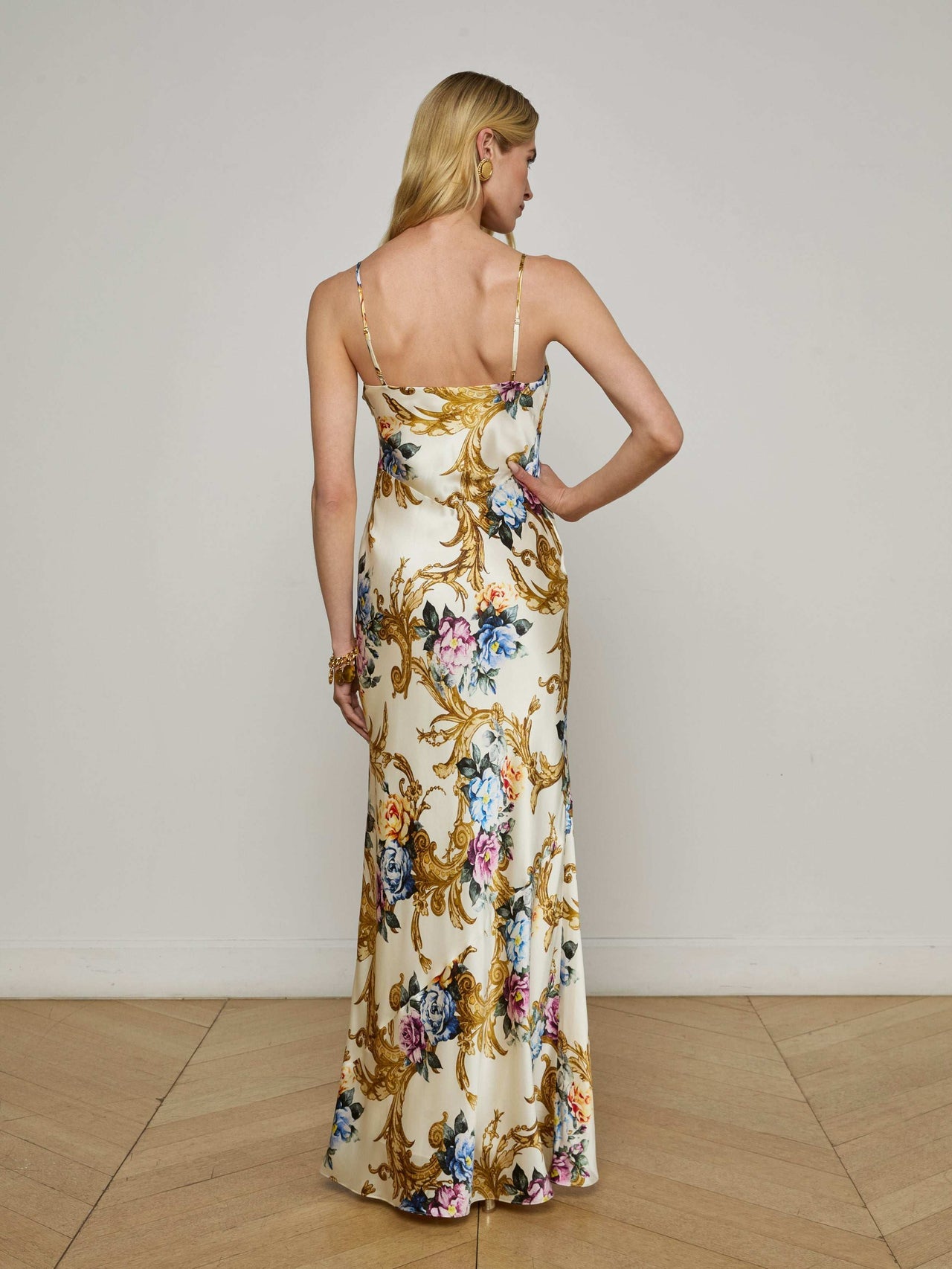 Serita Silk Gown in Vintage White Large Floral Baroque | L'AGENCE Women