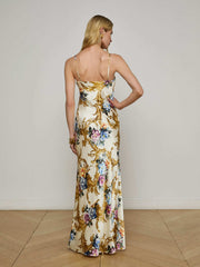 Serita Silk Gown in Vintage White Large Floral Baroque | L'AGENCE Women