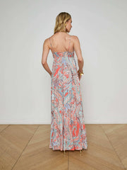 Stefani Maxi Dress in Orange/Light Blue Traditional Paisley | L'AGENCE near me