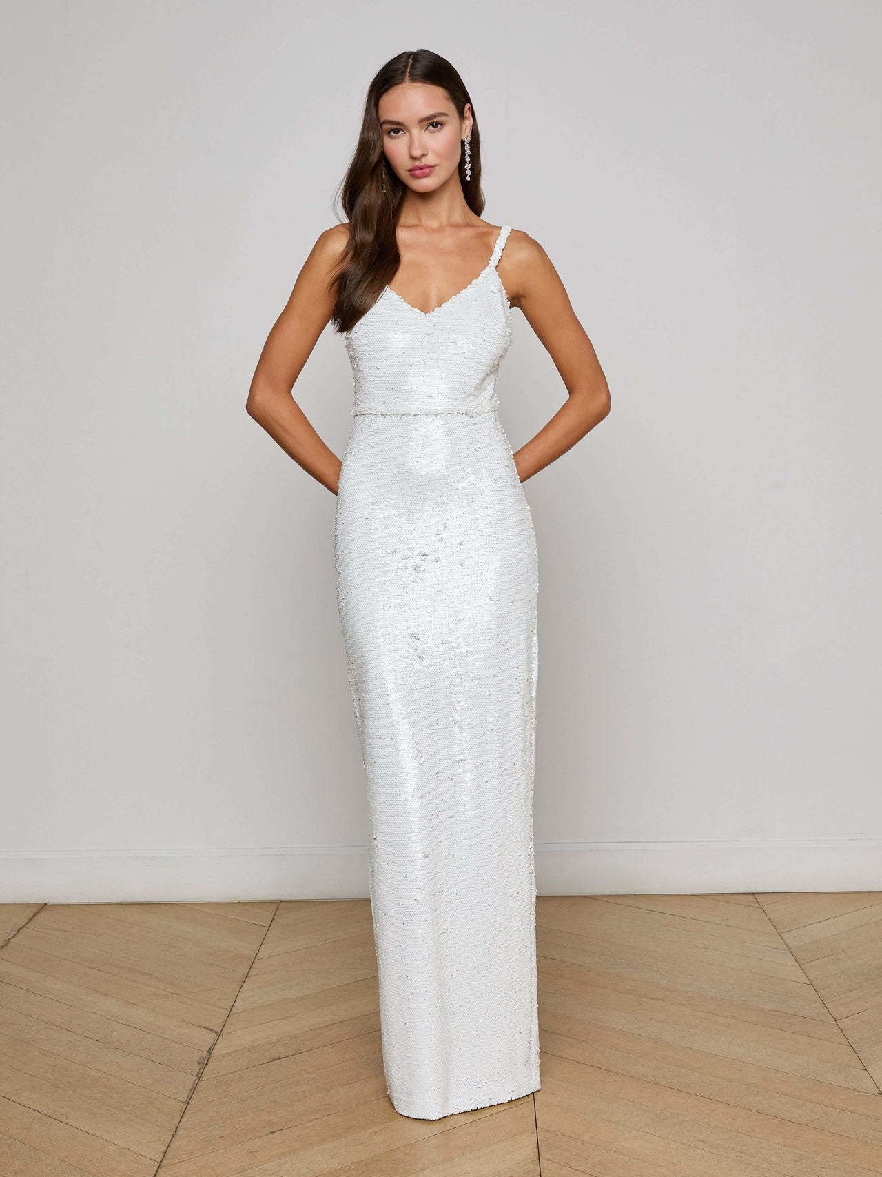Karma Sequin Maxi Dress in White Sequin | L'AGENCE online