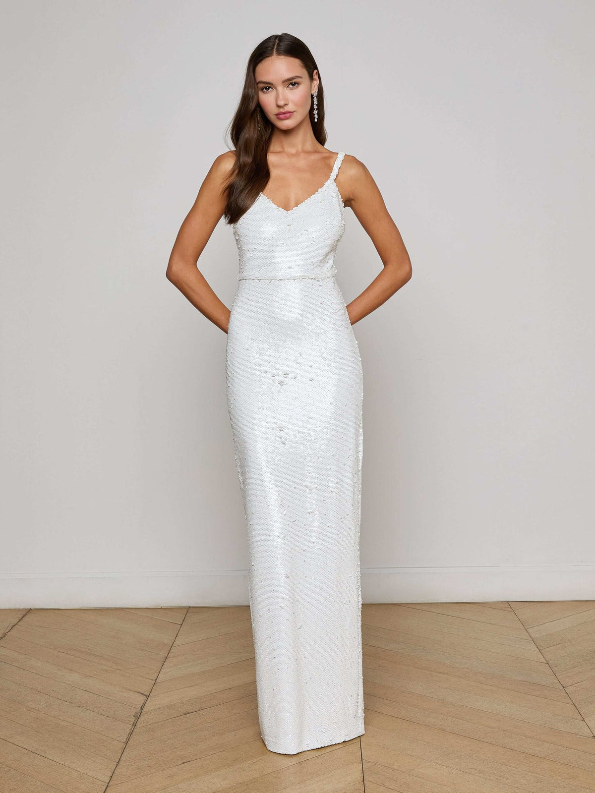 Karma Sequin Maxi Dress in White Sequin | L'AGENCE online