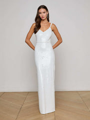 Karma Sequin Maxi Dress in White Sequin | L'AGENCE online