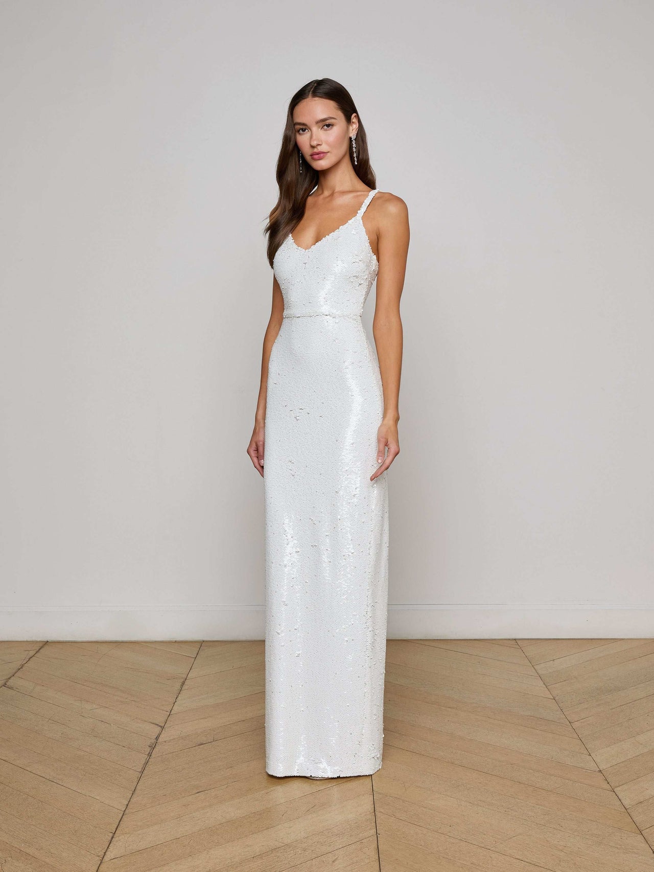 Karma Sequin Maxi Dress in White Sequin | L'AGENCE online