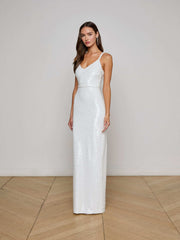 Karma Sequin Maxi Dress in White Sequin | L'AGENCE online
