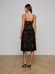 Flyn Lace Midi Dress in Black | L'AGENCE discount